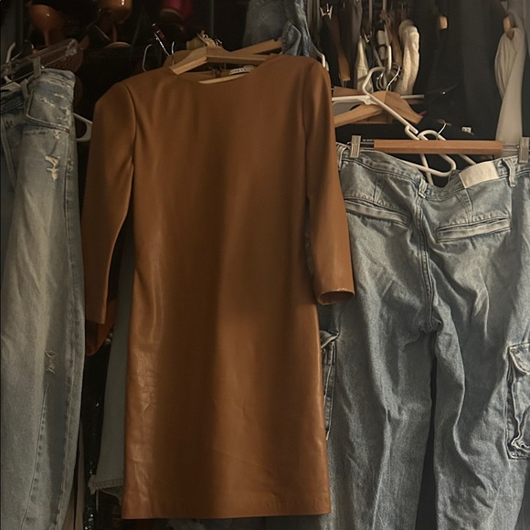 Alice + Olivia Tan Faux Leather Dress - mordernwear.com